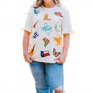 NEW LAYERZ CLOTHING deep in the heart of texas top in cream